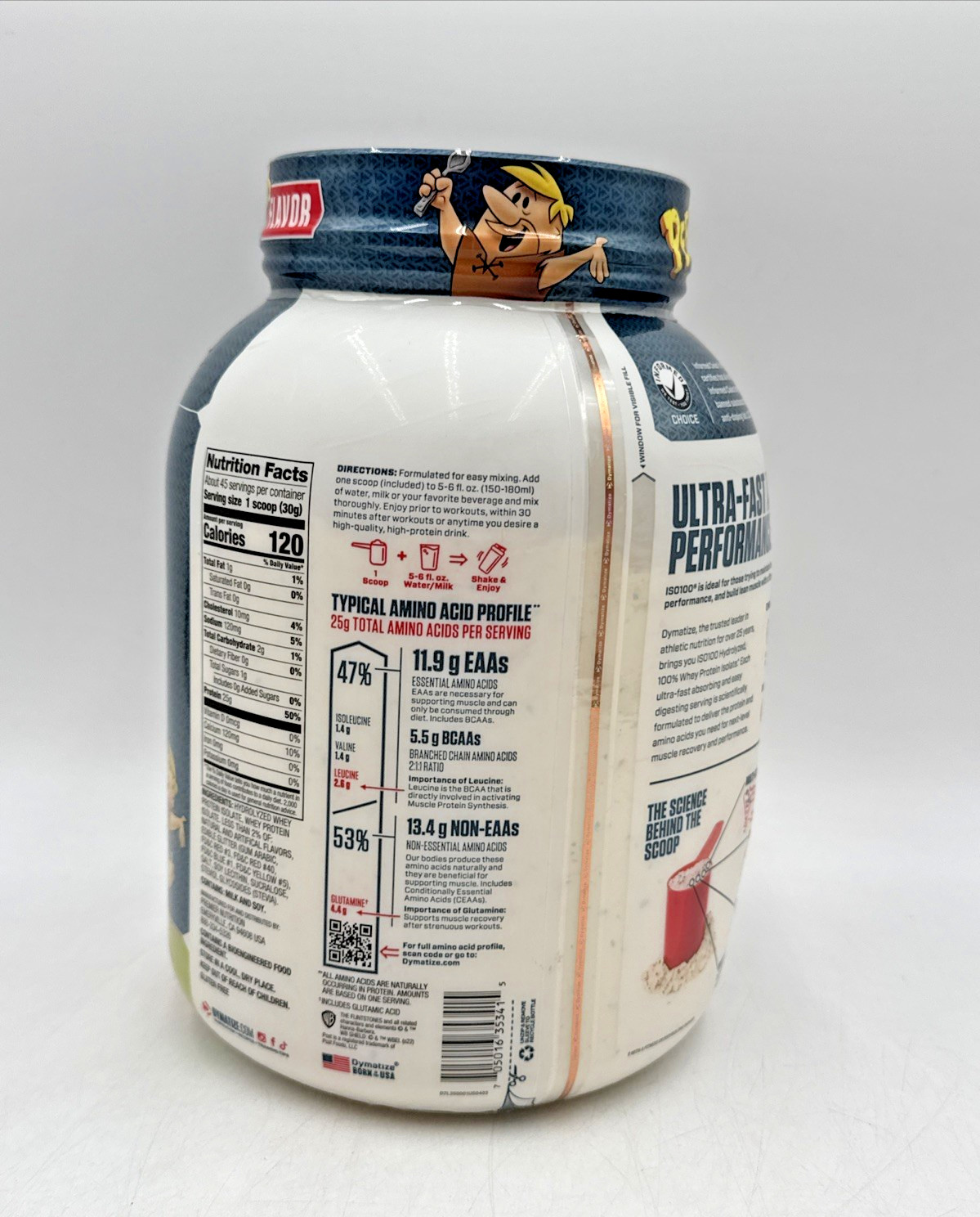 Dymatize ISO100 Fruity Pebbles Whey Protein Isolate 3lb 45 Serv 08/26 DENTED TUB