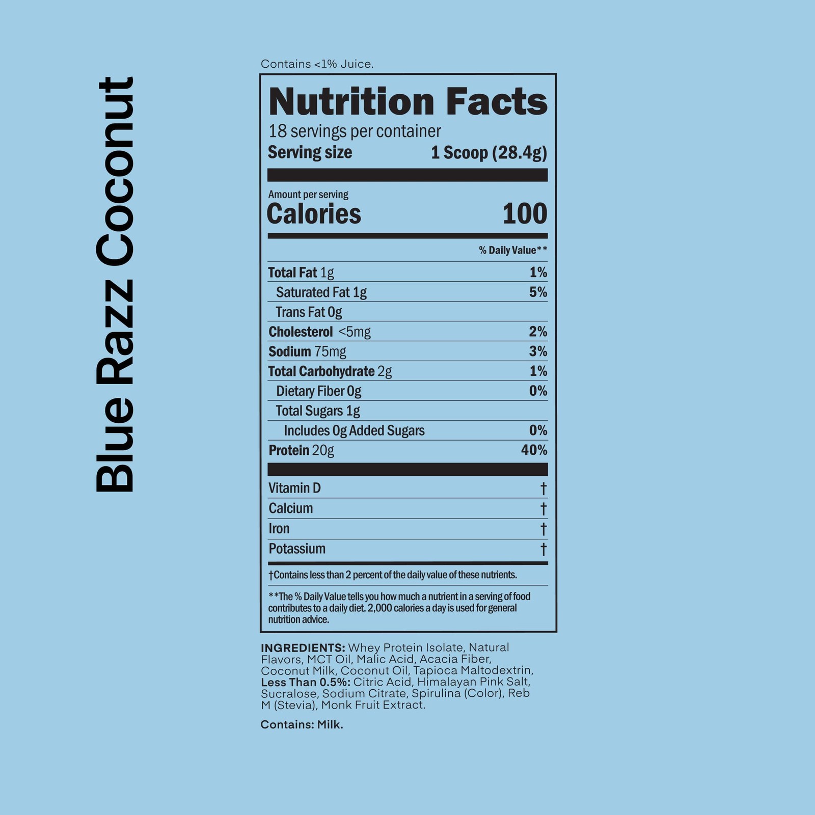 Clear Whey Isolate Protein Powder, Blue Razz Coconut, 20g Complete Protein
