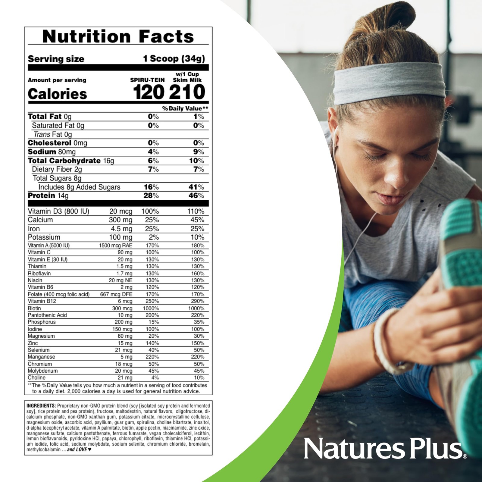 NaturesPlus SPIRU-TEIN Banana Plant-Based Protein Shake 8 Pack Non-GMO Vegetaria