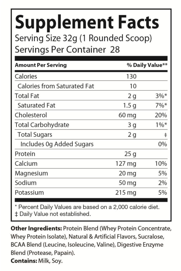 Whey Protein Powder Primelife Nutrition | Vanilla 2LBS | 28 Servings