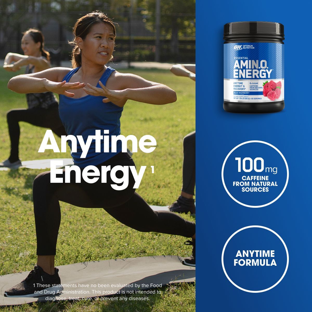 Optimum Nutrition Amino Energy – Pre Workout, Blue Raspberry, 65 Servings