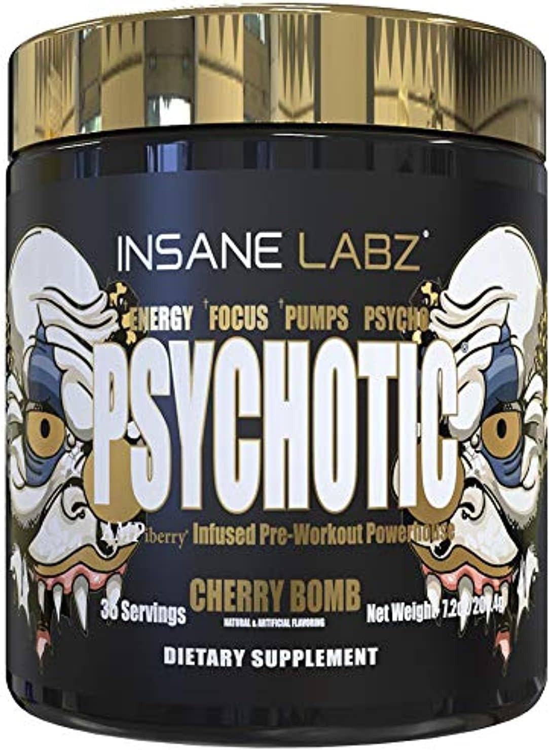 Insane Labz PSY-CHO-TIC GOLD Extreme Pre-Workout Energy Focus Pumps 35 Servings