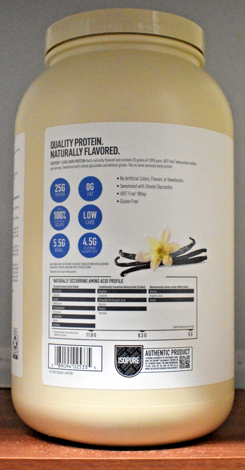 Isopure Vanilla Low Carb Protein Naturally Sweetened Powder 3 lb (1.36 kg)