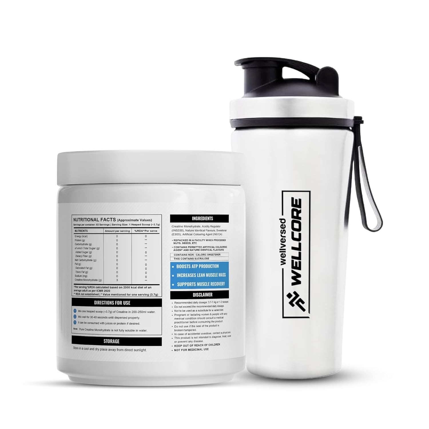 Wellcore Creatine Monohydrate Powder Fruit Fusion 83 Servings 307g