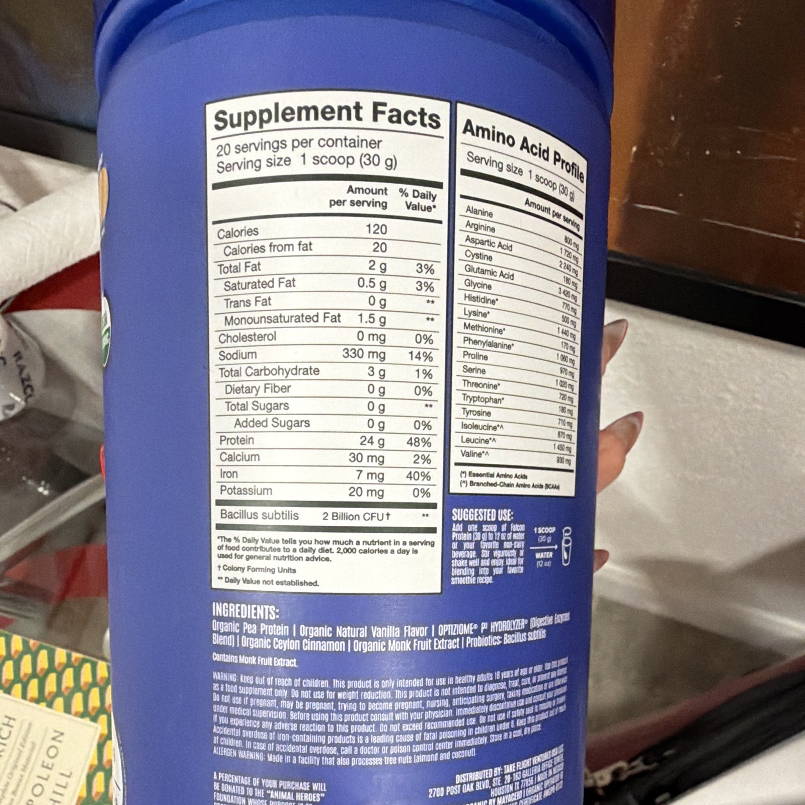 Birdman Falcon Organic Plant-Based Protein Powder Vanilla 1.32 lb 20 Servings