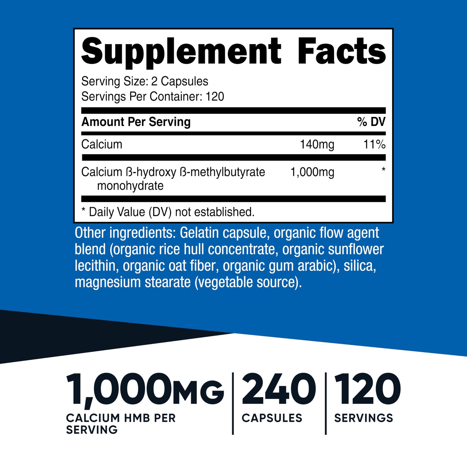 Nutricost HMB (Beta-Hydroxy Beta-Methylbutyrate) 1000mg 240 Count (Pack of 1)