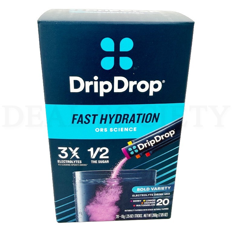 DripDrop Fast Hydration Electrolyte Mix Bold Variety 20 Count Each Lot of 4