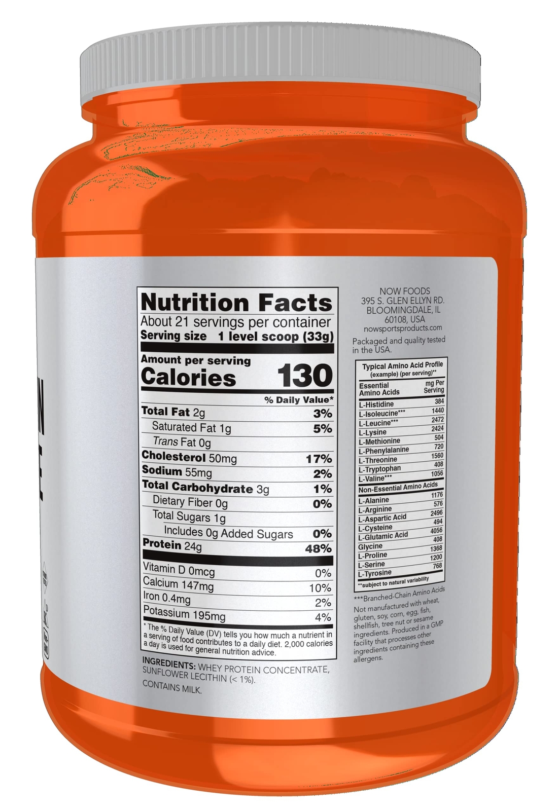Unflavored Whey Protein Powder 21 Servings BCAAs GMP Quality Assured