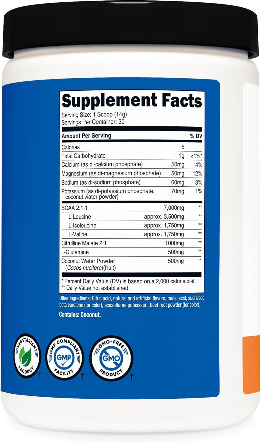 BCAA + Hydration Powder (Peach Rings) 30 Servings – Branched Chain Amino Acids w