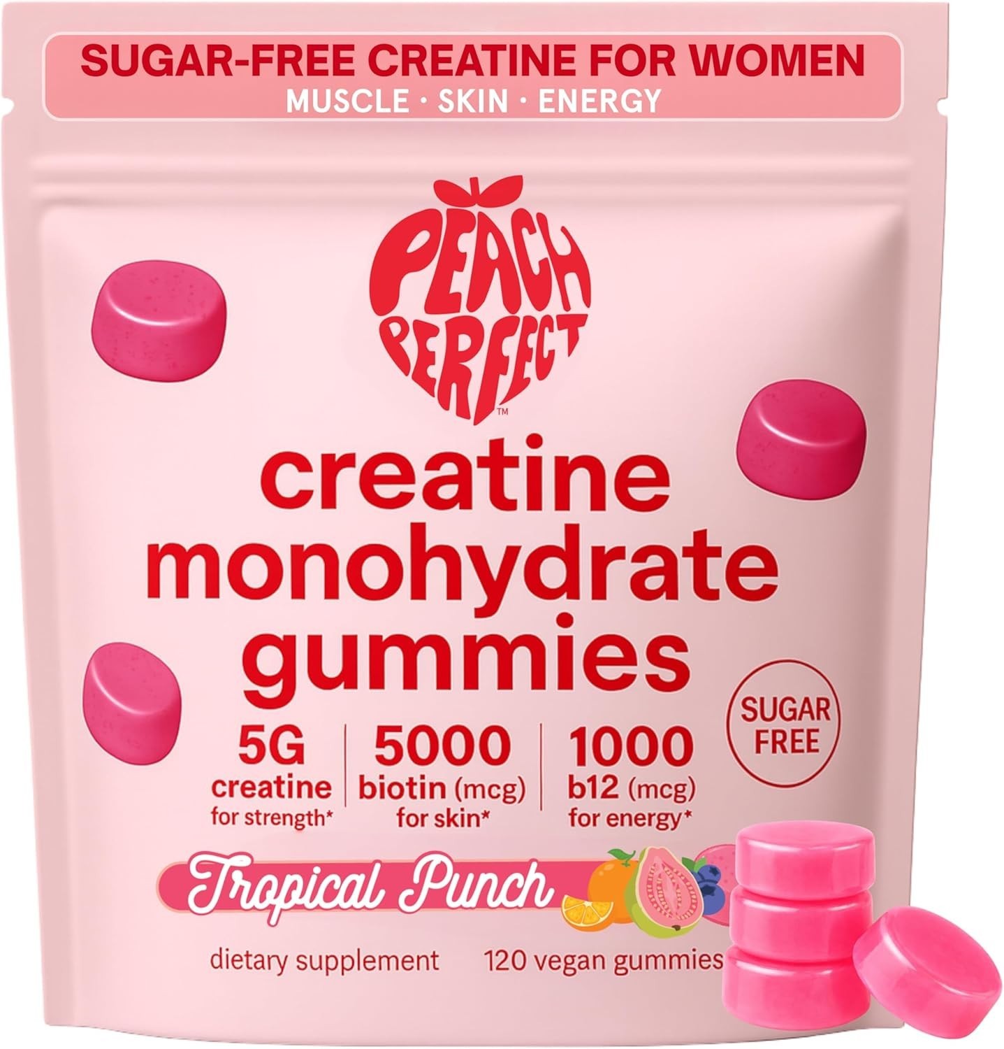 Peach Perfect Creatine Monohydrate Gummies Glute Builder Non-GMO *EXP: 01/2028*