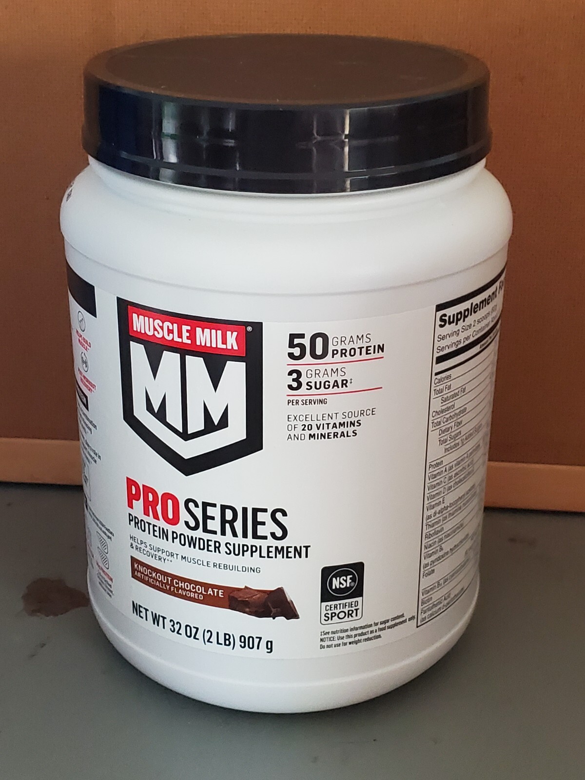 (BB 07/26) Muscle Milk Knockout Chocolate 50g Protein Powder 32 oz.