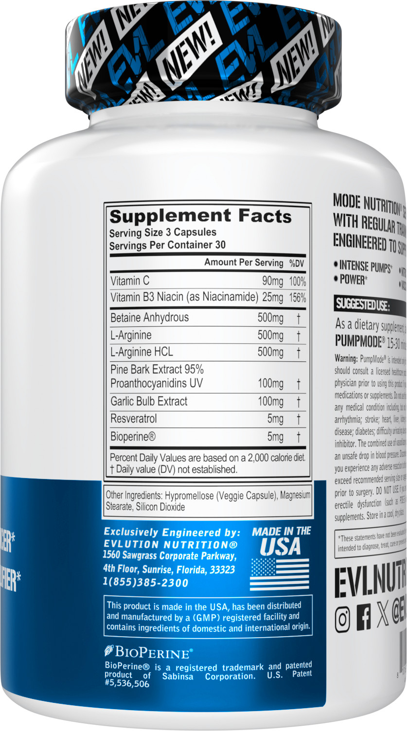 Evlution Nutrition PumpMode – Nitric Oxide Supplement Pre Workout – 30 Servings