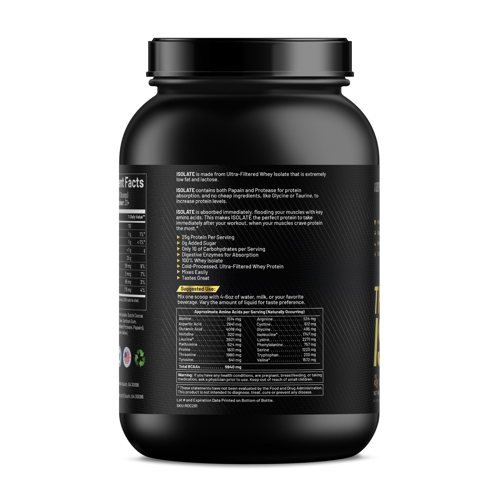 2lb 100% Whey Isolate Chocolate – 31 serv.