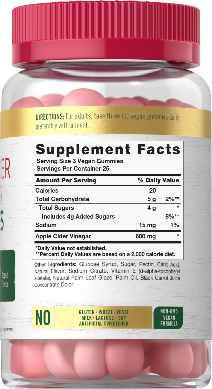 Carlyle Vegan Apple Cider Vinegar Gummies | 75 Count | 75 (Pack of 1)