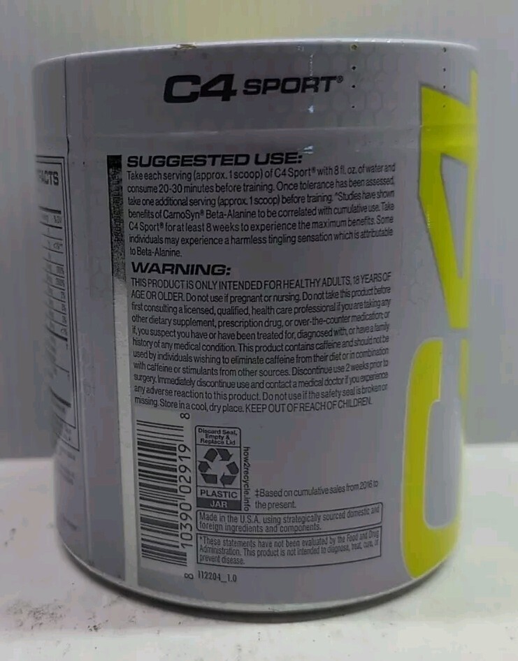 C4 Sport Pre-Workout Powder, Blue Raspberry, 7.5 oz 30 Servings Exp 07/2026