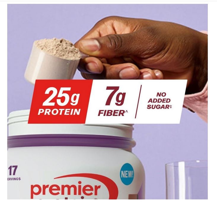 Premier Protein Powder Plus Fiber, Chocolate 17 Servings