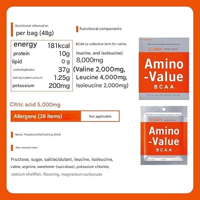 Otsuka Amino Value BCAA 8000 Powder 1L x 5 Packets Japan Sports Drink Recovery