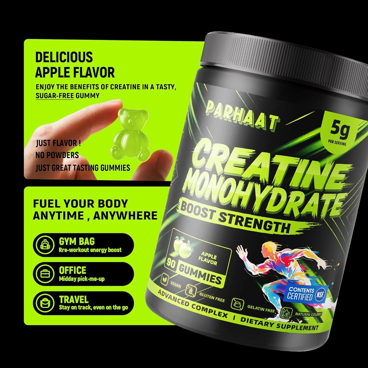 Parhaat NSF Certified Creatine Gummy – Creatine Monohydrate Gummies 5g