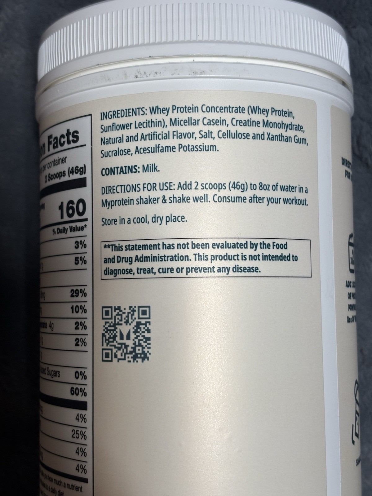 MyProtein Origin Protein Creatine Casein 1.5 LB 15 Serv Vanilla Swirl Exp 6/2027
