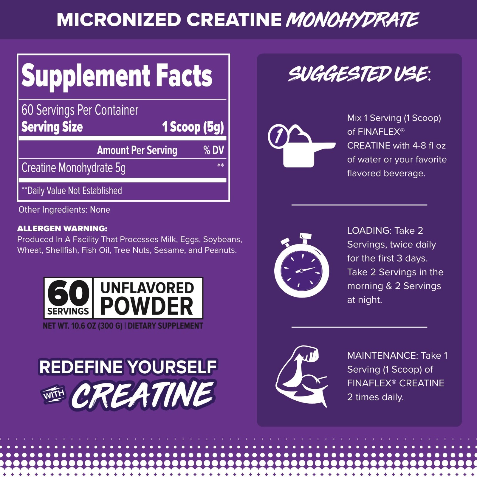 Pure Micronized Creatine Monohydrate – Unflavored 10.6 oz – Boost Strength & Per