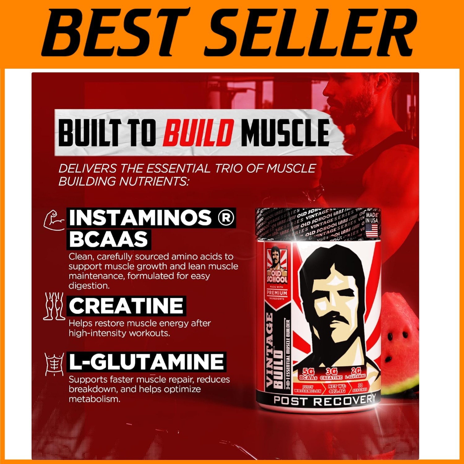 Muscle Recovery Drink with BCAAs & Creatine – 30 Servings