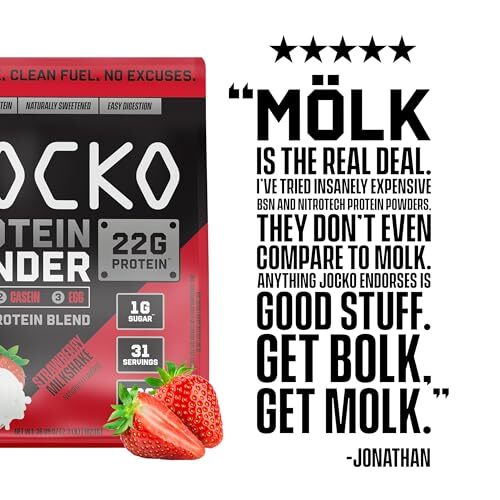Jocko Fuel Mölk Whey Protein Powder 22g Low Sugar Monk Fruit Blend – Muscle R…