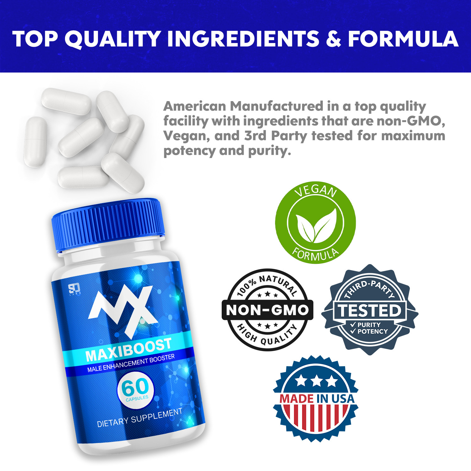 Maxiboost for Male, Maxi Boost Advanced Formula Men Support Pills (60 Capsules)
