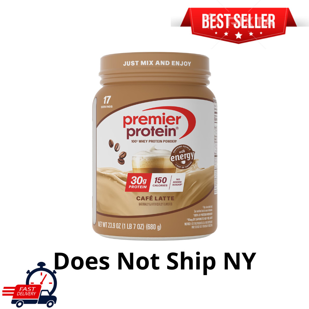 Premier Protein 100% Whey Powder, Cafe Latte, 30g Protein, 1.5lb, High Quality