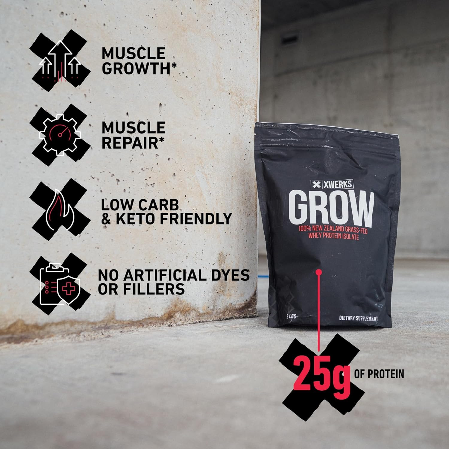 Grow Whey Protein Powder, 25G Pure Isolate Protein from New Zealand Grass Fed Co