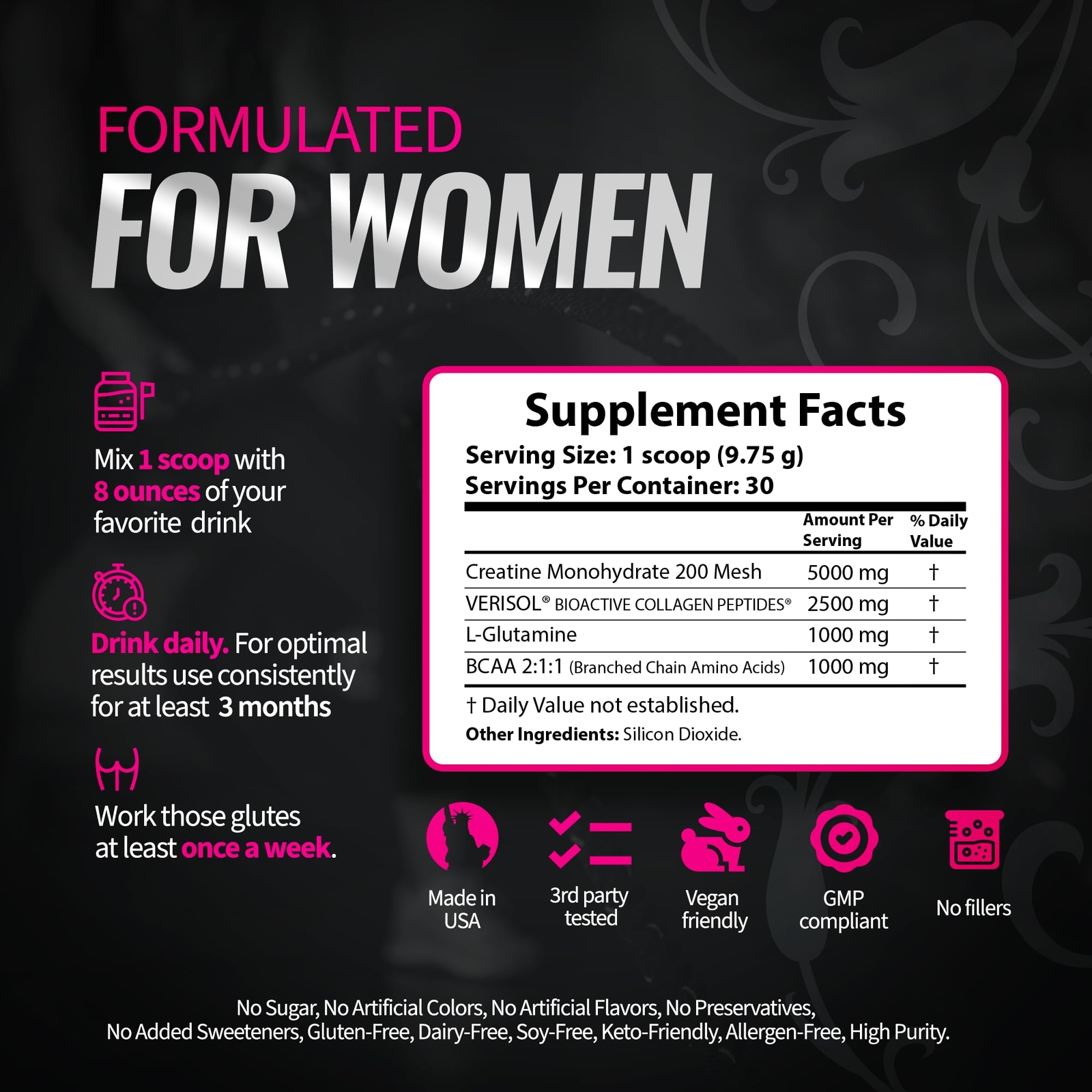 Bold Buns Creatine for Women 30 Servings – Booty Gain & Cellulite Support