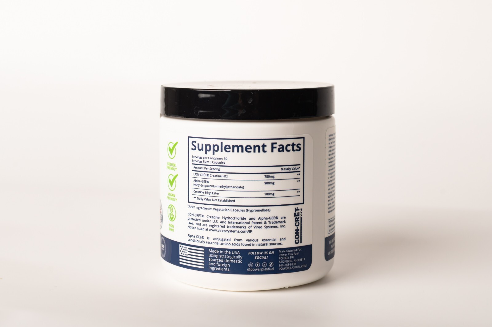 Power Play Fuel CREATINE HCl + Recovery Capsules – 90 Vegetable Capsules