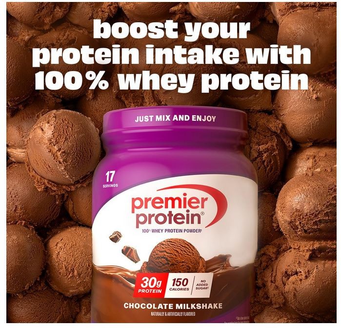 Premier Protein Powder, Chocolate Milkshake 30g Protein 24.5 oz (17 Servings)