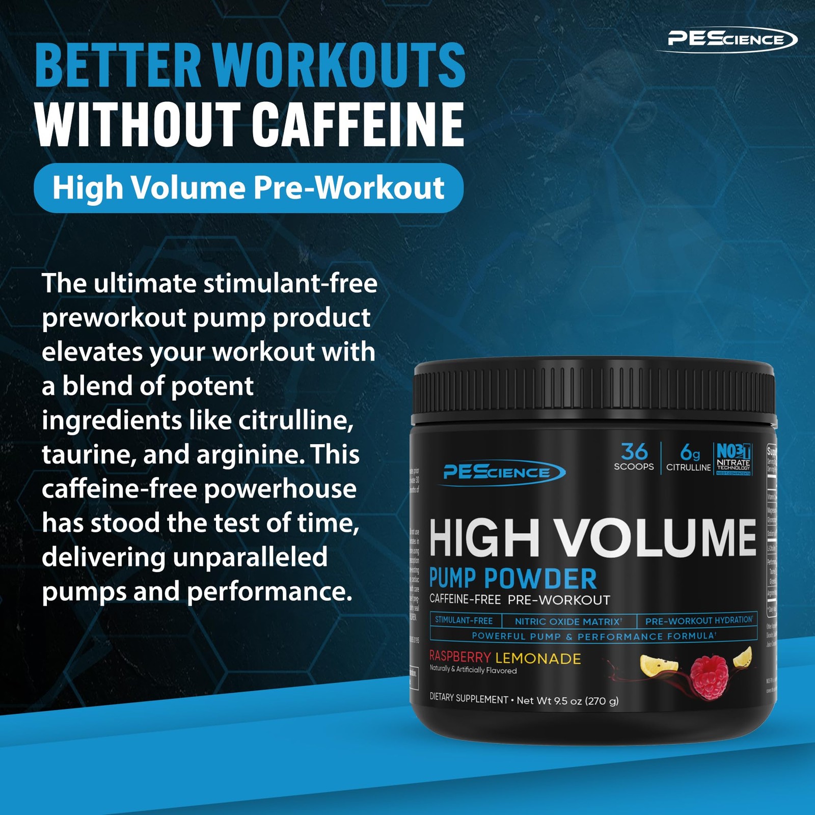 Caffeine Free Pre Workout Raspberry Lemonade Nutritional Supplement 8.9 Ounce
