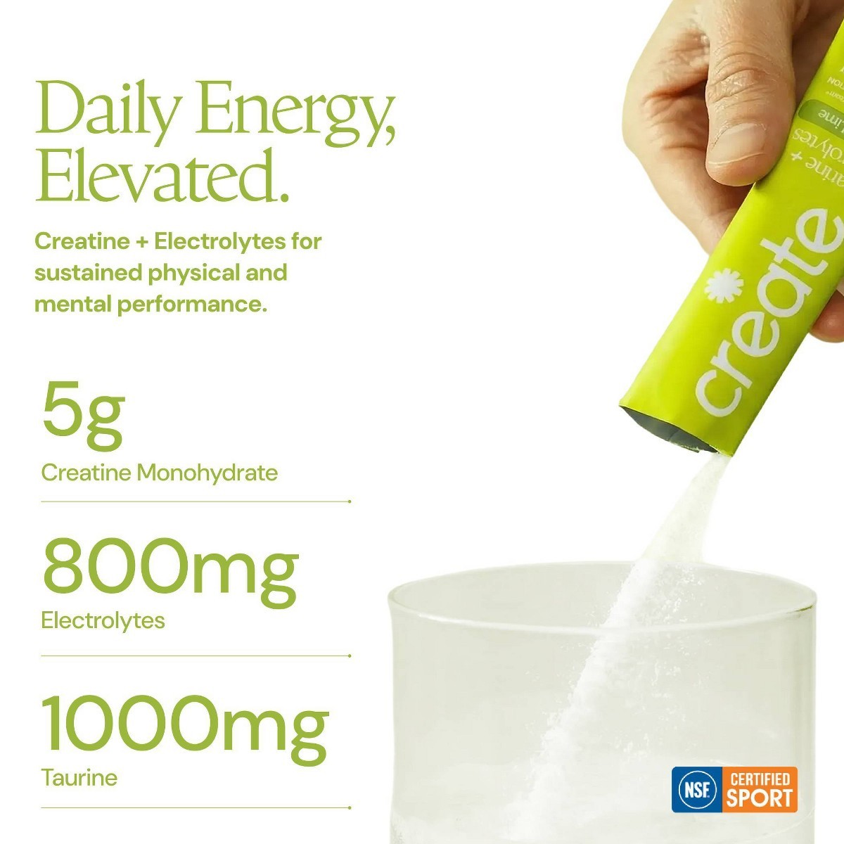 Create Wellness Creatine + Electrolytes Mix Monohydrate Stick Packs NSF 12ct