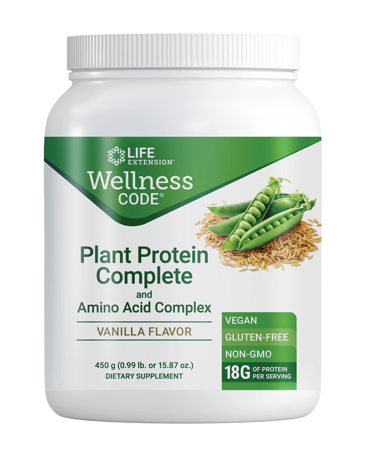 Life Extension Wellness Code Plant Protein Complete Vanilla 450g