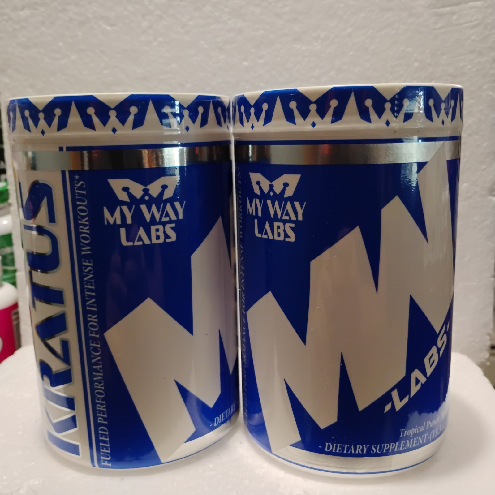 My Way Labs Kratus Pre-workout Powder 2 Jars 13 Oz Each Creatine Bcaa B12 Stack