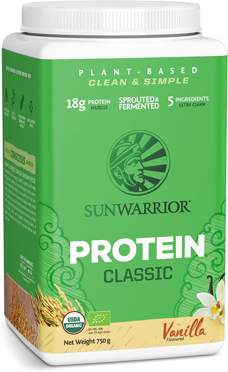 Sunwarrior Organic Classic Vanilla Protein 750g, Vegan Sprouted Protein Powder