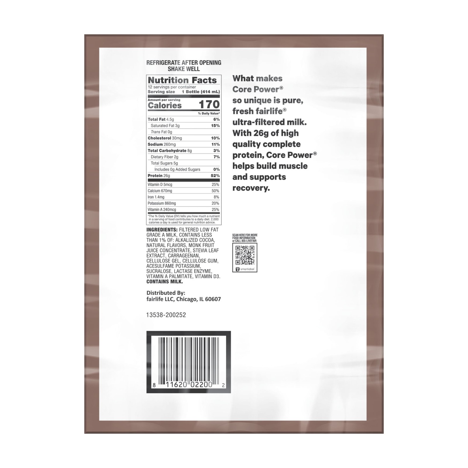 Core Power Protein Shake, Chocolate, 26g Bottle, 14oz, 12 Pack free shipping