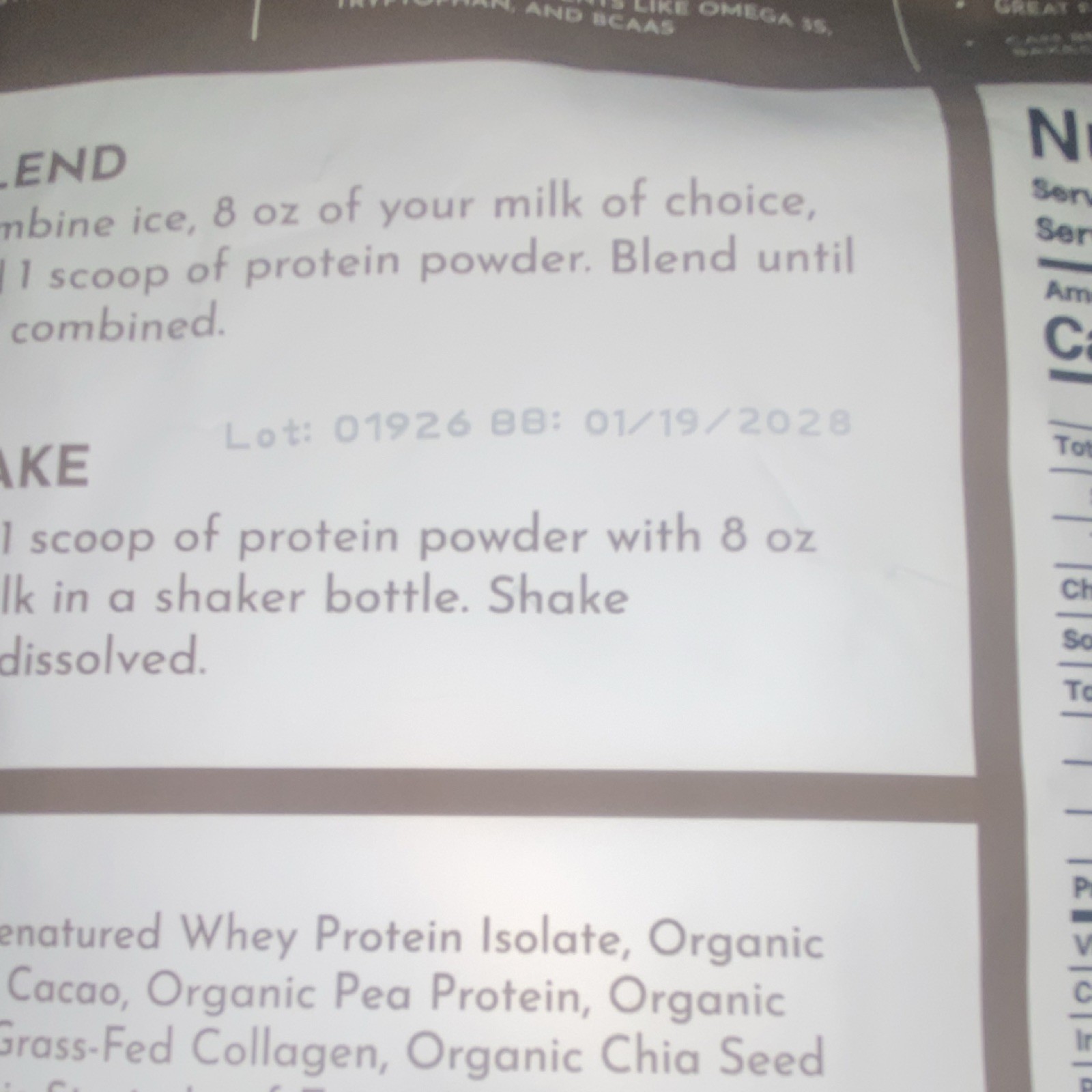 Just Ingredients Chocolate Protein Powder 1.8lb 25 Servings Keto Gluten-Free