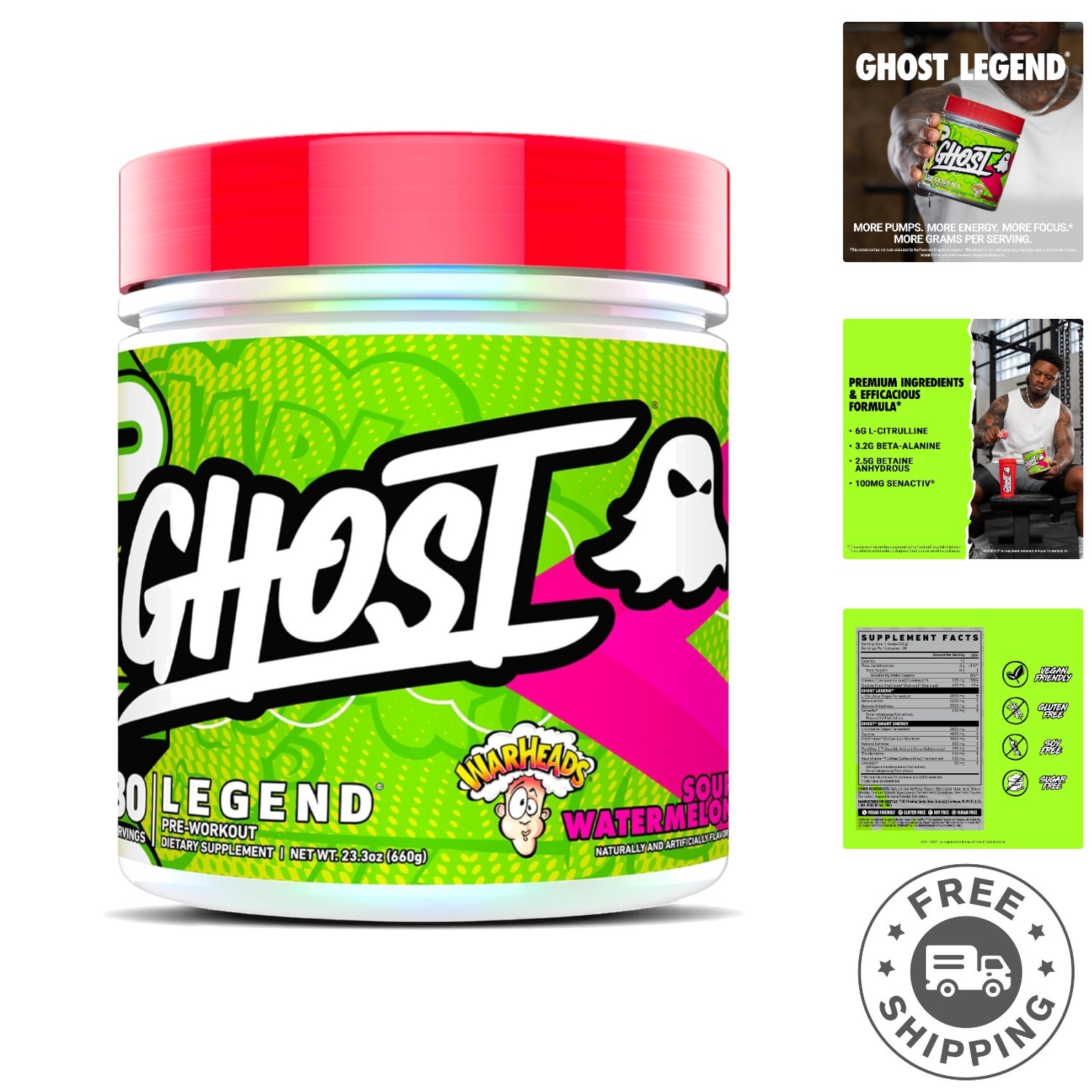 Epic Energy & Focus Blend – Legend Pre-Workout Powder, Warheads Sour Watermelon
