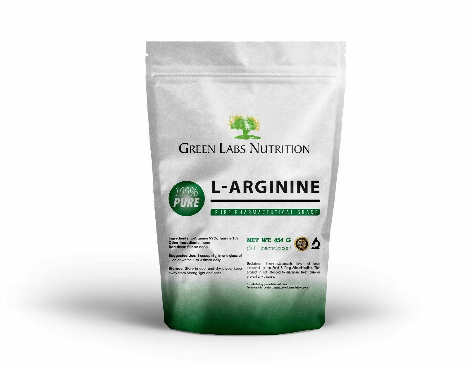 L-Arginine free form Powder 454g Nitric Oxide Precursor
