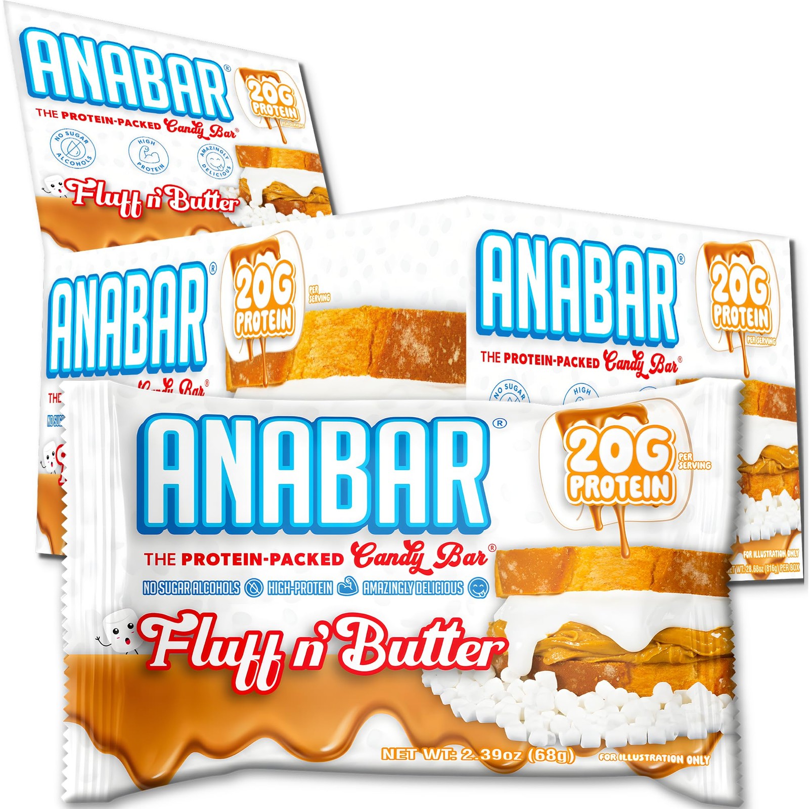 Anabar Protein Candy Bars, 20 Grams of Candy, 12 Count (Pack 1)