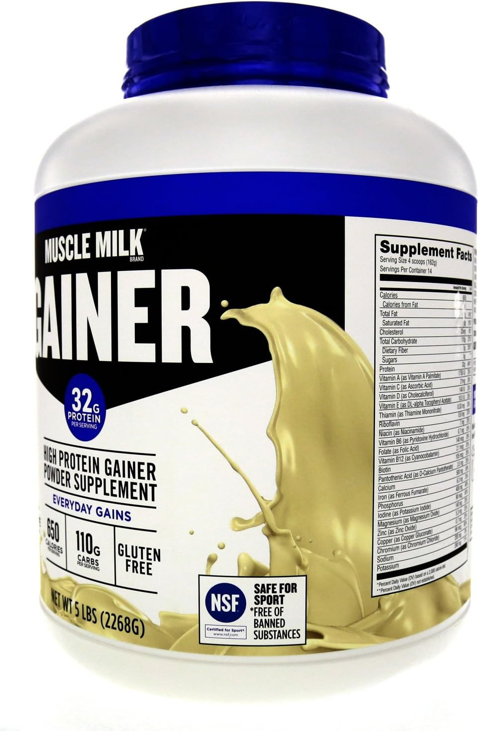 Muscle Milk Gainer Protein Powder, Vanilla Creme, 32G Protein, 5 Pound