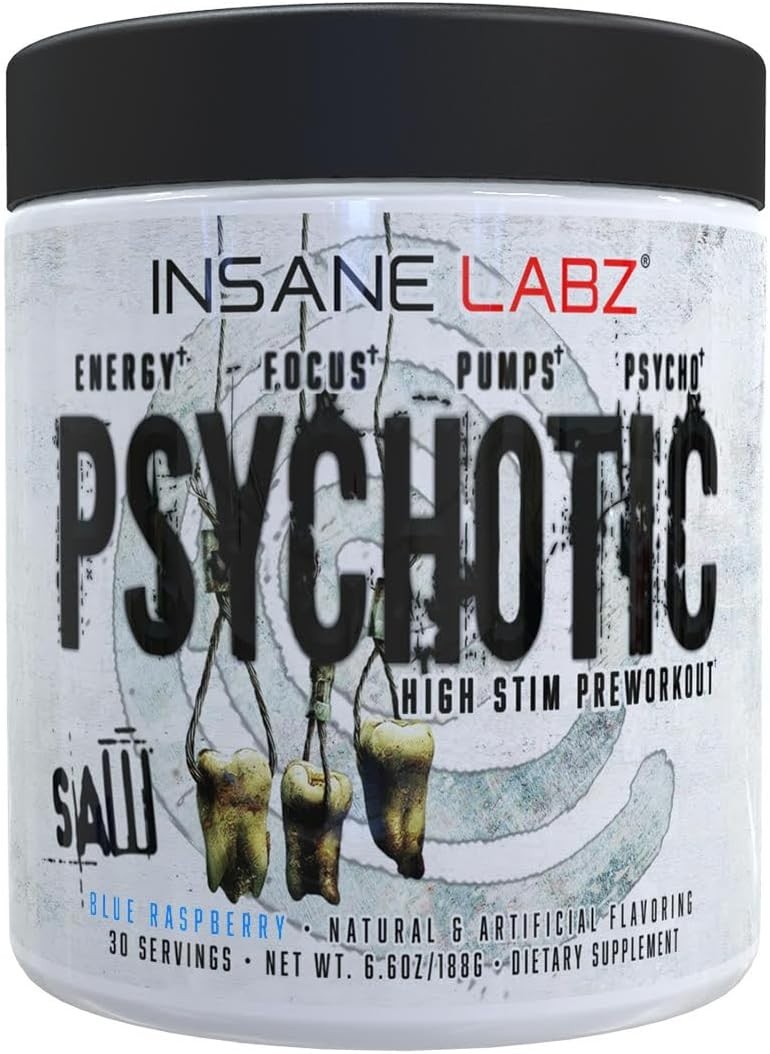 Psychotic SAW Extreme Hi-Energy Pre-Workout 30 Servings 5 Flavors NEW FAST SHIP!