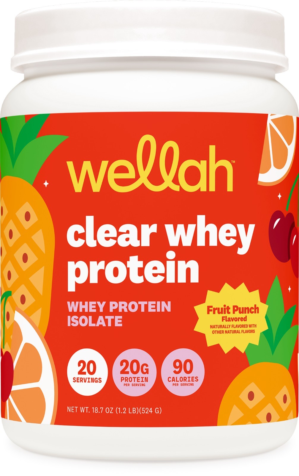 Wellah Clear Whey Protein Isolate Powder (Fruit Punch) 20 Servings