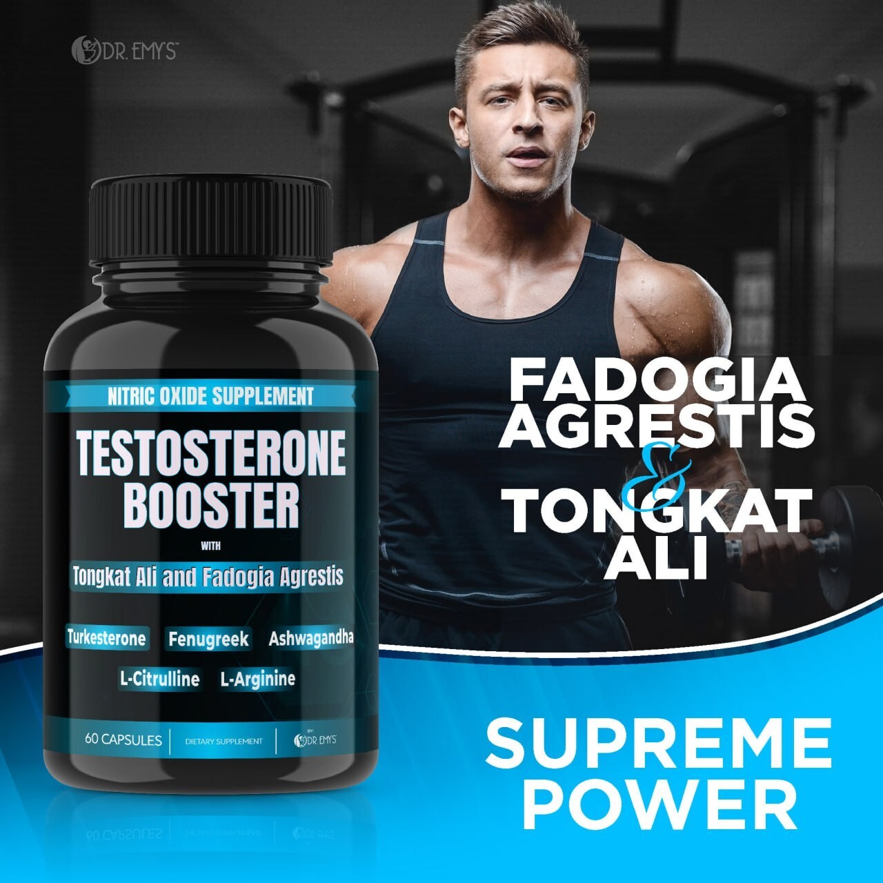 (1 Pack) Testosterone Supplement Booster Capsules Blood Flow Nitric Oxide