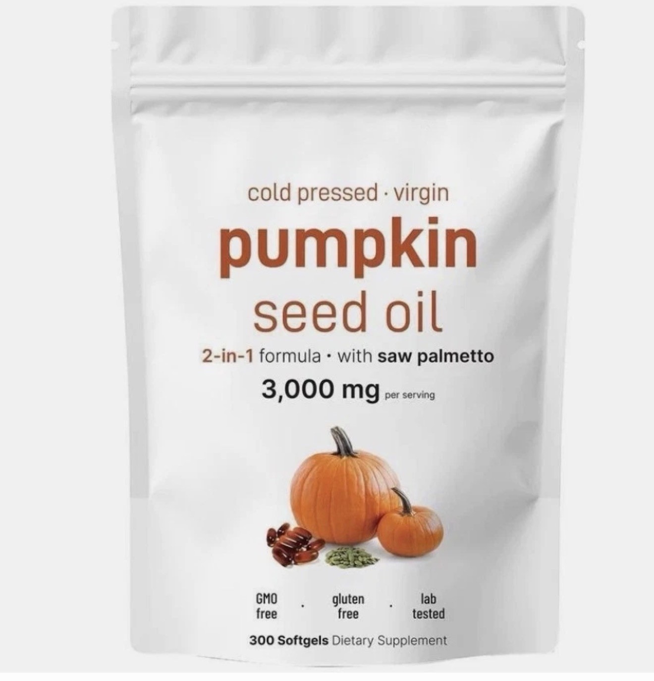 Pumpkin Seed Oil Saw Palmetto 3000mg 300gels Cold Press Virgin Oil Phytosterols