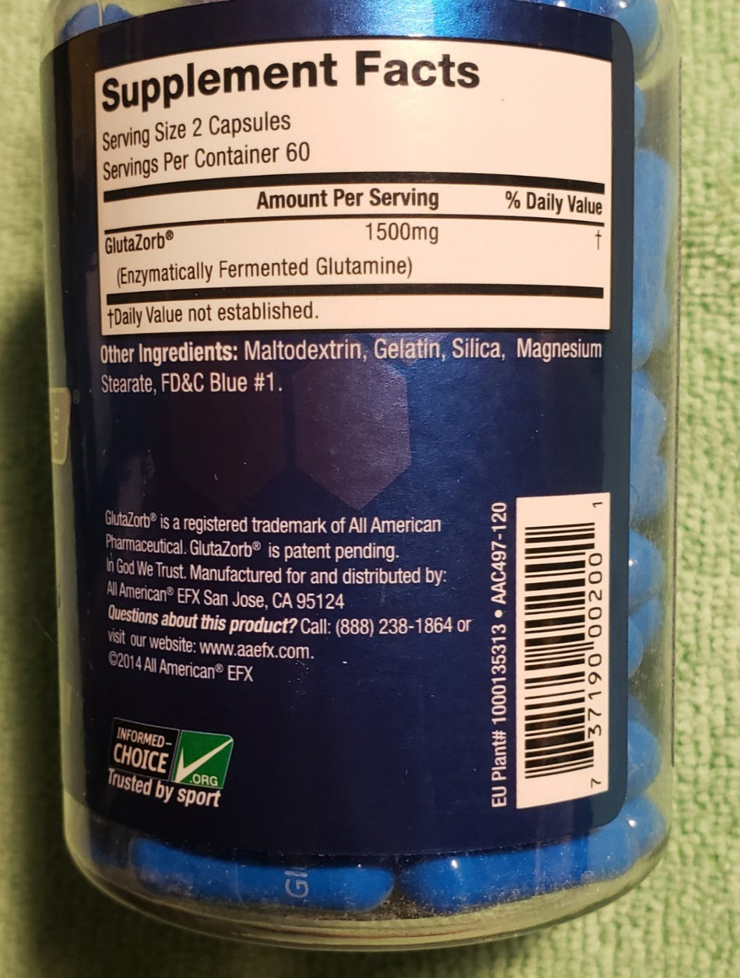 EFX Sports – GLUTAZORB Amino EFP – 120 Capsules / 60 Servings – Exp 10/2026