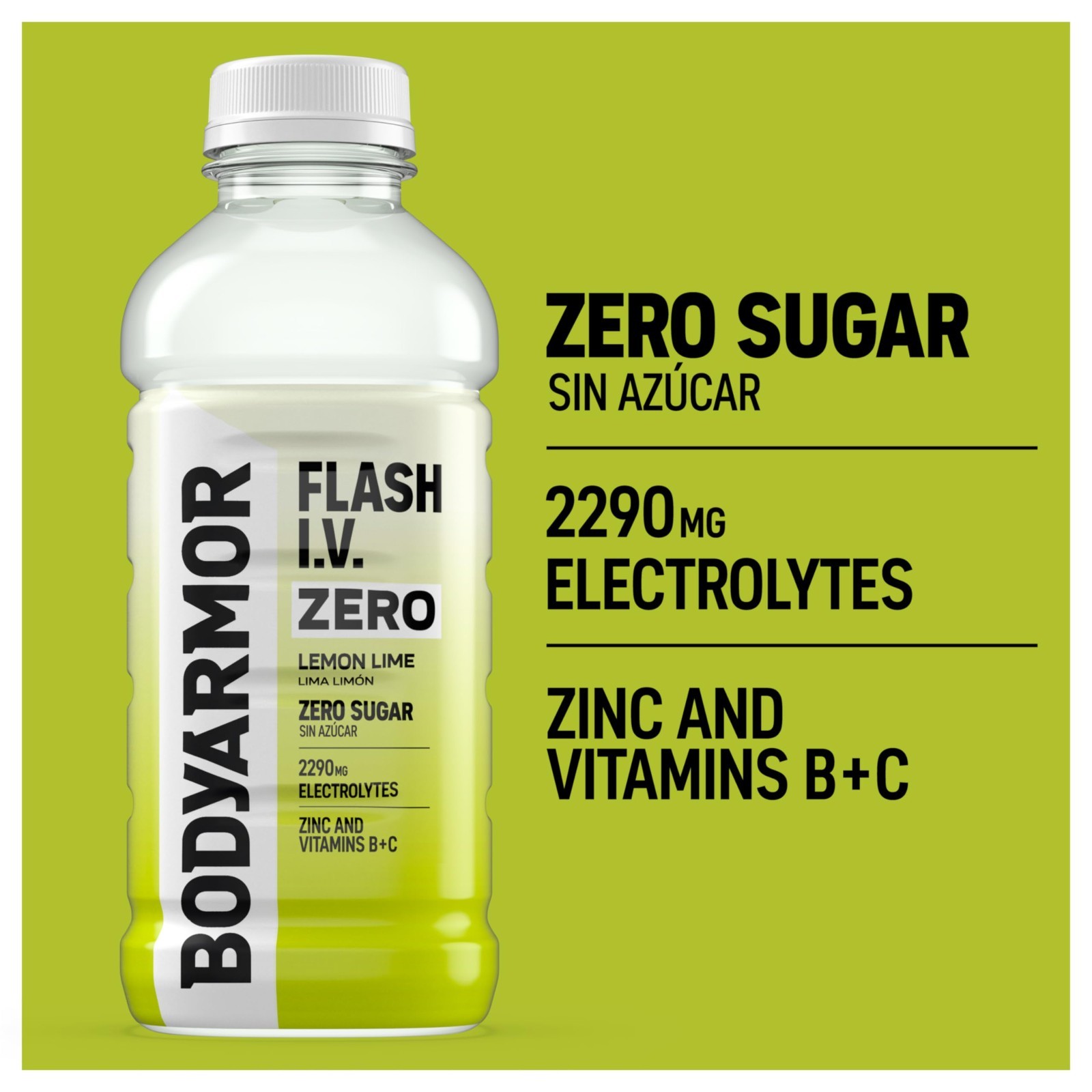 Zero Sugar Electrolyte Drink, Lemon Lime Hydration Beverage, 20 Fl Oz, Pack of 1