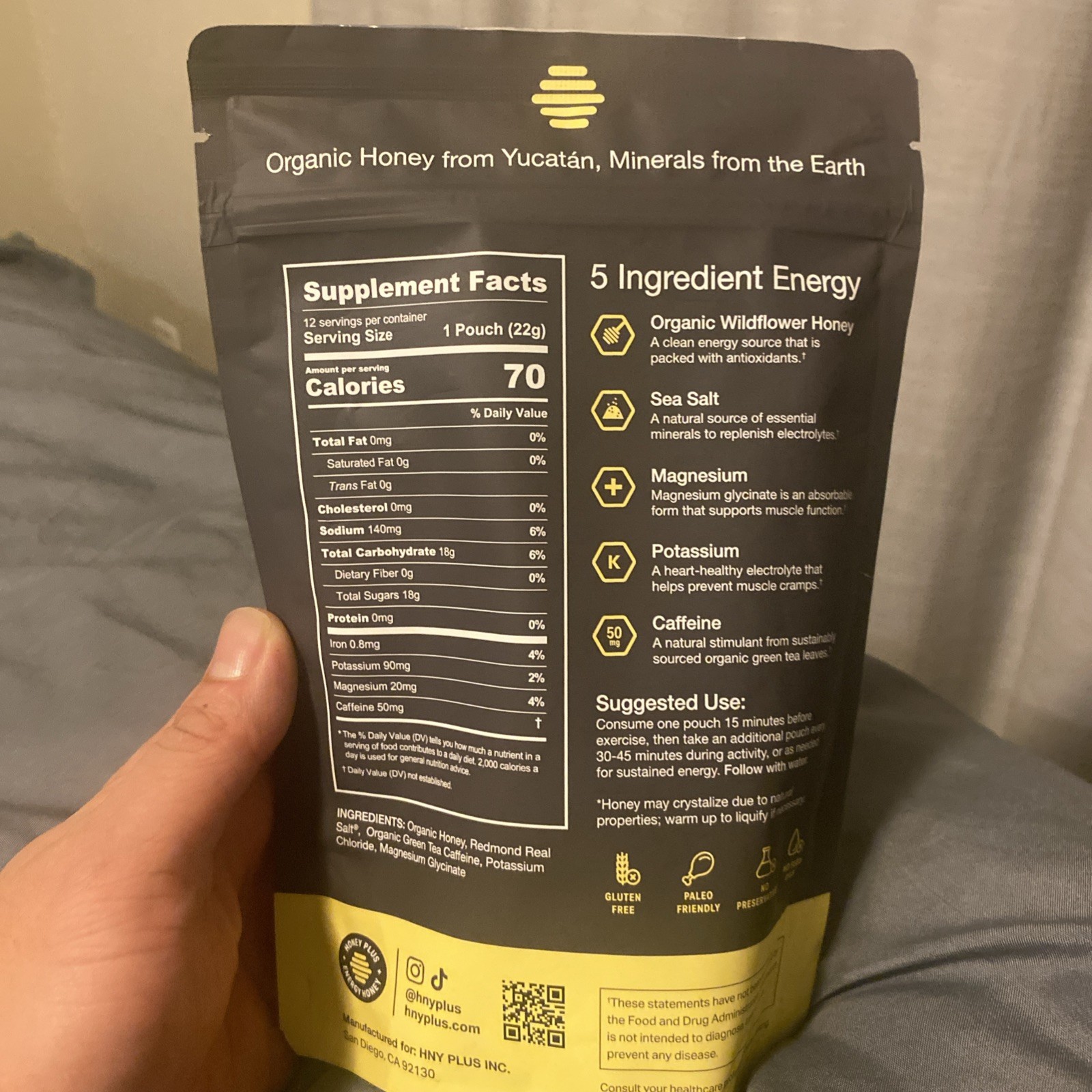 Buzz Organic Honey Energy Gel with Electrolytes, Magnesium, Sea Salt, Potassium